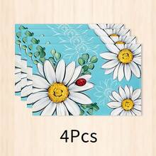 1 pieza Mantel individual de lino con estampado floral, tapete para desayuno, posavasos de café, base para tazón, accesorio de cocina, fácil de limpiar, apto para el hogar, restaurante, decoración del comedor, regalo festivo, regalo para amigos, juego de múltiples piezas - Multicolor - Ver 23