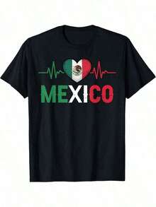 Camiseta Ligera con emblema de México Bandera Mexicano Orgullo Latido del corazón EKG Pulso México EmblemCamiseta ligera de verano corte regular informal para uso diario formal transpirable esencial para uso diario ropa versátil aspecto moderno material cómodo manga corta para adultos jóvenes100% El algodón es unisex. - Negro - Ver 11