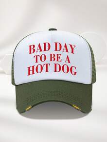 1pc Unisex Trucker Hat "Today Is Not A Good Day For Hot Dogs", Personalized Letter Print Baseball Cap, Casual Sun Hat For Outdoor Travel Beach, Perfect Gift For Friends And Family - A - View 10