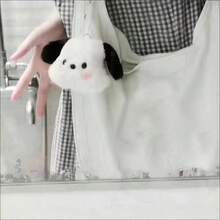 1pc Cute Plush Pochacco Doll Pendant, Soft And Adorable Sanrio Cartoon Puppy Plush Doll, Girly Pink Blush Plush Doll, Phone Chain Backpack Pendant, Healing Ugly-Cute Small Pendant, Student Stationery Decoration, Birthday Gift, Cute Animal Doll - Black and White - View 4