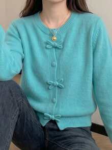 JIANHU Spring Butterfly Knit Cardigan, Short Design, Suitable For Petite Figure, Elegant Versatile, Create Fashionable Look - Royal Blue - View 11