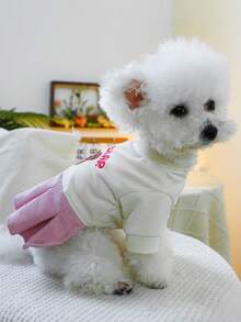 1 pieza Ropa para mascotas, atuendo para exteriores e interiores para perros pequeños, cachorros, gatos, estilo europeo y coreano, vestido casual de oso de peluche - Multicolor - Ver 3