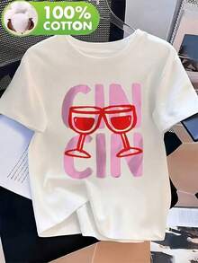 Camiseta de mujer 100% estampada; Cuello redondo, mangas cortas; Top de corte holgado con cuello acanalado, transpirable - Ropa casual, cómoda para usar en capas; Camiseta de manga corta para mujer, funda para iPhone 17 Pro, tallas grandes, ropa de mujer, conjuntos elegantes, ropa de mujer 100% algodón, ropa de mujer a la moda, conjuntos de festival para mujer, conjuntos de verano, tops de verano, conjuntos de vacaciones para mujer, camisetas gráficas para mujer, conjuntos de verano para mujer, camiseta gráfica, ropa de verano, atuendo de Pascua para mujer, blusas para mujer - Blanco - Ver 8