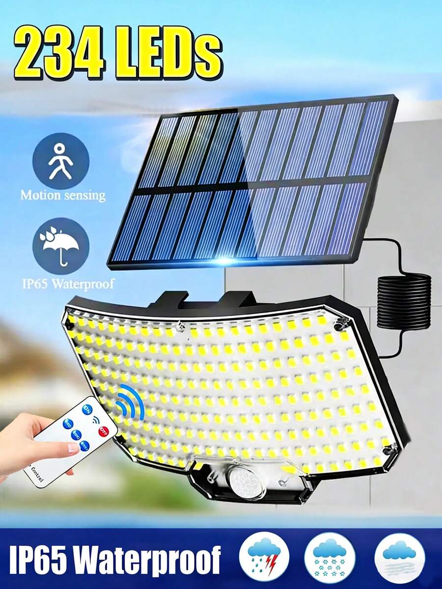 234 LED 太陽能超亮感應壁燈,太陽能強光半嵌入式街道與區域照明燈,IP65 防水花園壁燈,3 種工作模式,太陽能感應壁燈 - 白光 - 查看 1