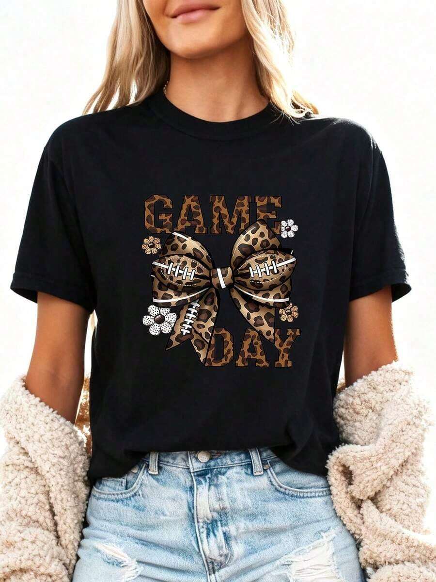 1 pieza de camiseta con estampado gráfico "Mamá Orgullosa de Dos Maravillosos Bebés" para mujer - Camiseta casual de manga corta con cuello redondo, 100% algodón, con estampado de corazones y flores, ajuste cómodo para todas las estaciones, ideal como regalo para el Día de la Madre, para uso diario casual - 180g Algodón 100%. - Negro 1 - Ver 1