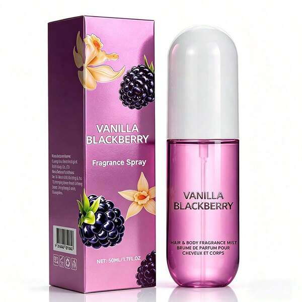 Spray de Fragancia Vainilla y Mora – Aroma Dulce y Frutal – Perfume Corporal y Ambientador de Larga Duración – 50ml