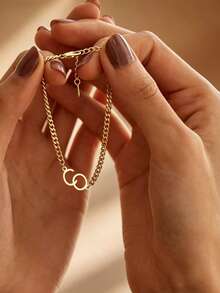 [ZzAi Customized]Personalized Double Letter Jewelry Necklace, Jewelry Bracelet, Gift For Beloved Mother - Bracelet - View 4