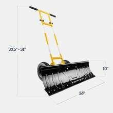 Best Choice Products 36in Galvanized Blade Heavy-Duty 2-Wheel Snow Pusher Hand Plow For Snow Removal W/Wheels, Adjustable Handle, Blade Angle - Yellow - Yellow - View 3
