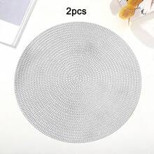 2 pezzi/8 pezzi Tovagliette rotonde per hotel e ristoranti, tovagliette in PVC antiscivolo e impermeabili, sottopiatti in oro/argento termoisolanti, lavabili, proteggono il piano del tavolo, adatti per San Valentino, matrimonio, Natale, feste, decorazione tavolo da cucina di casa - Multicolore - Visualizzare 16