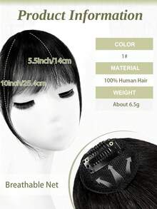 DNE HAIR 100% 真人髮無縫隱形瀏海夾髮片，1# 純黑色，自然輕盈瀏海假髮片，柔軟絲滑親膚，不掉髮不打結，易安裝易拆卸，可重複使用，適合女性女孩初學者日常妝容、度假、街頭風、婚禮造型 - S1 - 查看 3