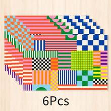 1 pieza Mantel individual de lino con patrón colorido, tapete para desayuno, posavasos de café, base para tazón, accesorio de cocina, fácil de limpiar, apto para hogar, restaurante, decoración de comedor, regalo festivo, regalo para amigos, set multipieza - Multicolor - Ver 13
