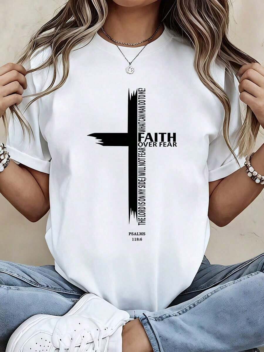 Camiseta con Estampado Love Like Jesus, Ropa Casual para Mujer, Top Cómodo de Corte Holgado, Adecuada para Salidas Diarias y Actividades de Ejercicio Ligeras - Estilo Urbano Vintage, Camiseta Unisex de Algodón, Manga Corta, Cuello Redondo, 100% Algodón - Blanco - Ver 1