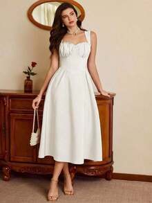 xheVintamour Vestido elegante vintage de mujer con bolsillos, vestido con corpiño, dobladillo con volantes florales, vestido casual de vacaciones y fiestas, vestido de invierno, ropa de invierno para mujer, vestido de invierno para mujer, conjunto de verano para mujer, conjunto de Navidad para mujer, vestido de Navidad, vestido de fiesta de Navidad, vestido de Año Nuevo, vestidos de Año Nuevo para mujer, conjunto de Año Nuevo para mujer, ropa de Año Nuevo, vestidos elegantes para fiestas, vestidos elegantes de fiesta, vestidos elegantes para mujerxhe - Blanco - Ver 2