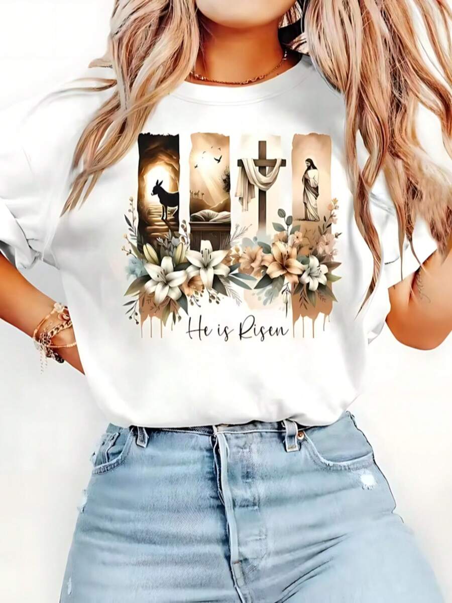 Camiseta unisex de manga corta holgada con estampado, 100% algodón, modelo nuevo versátil, apta para todas las estaciones - Blanco - Ver 1