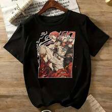 Women's Anime T-Shirt, Anime Girl Cartoon Character Print T-Shirt, Casual Short Sleeve T-Shirt For Women, Fashionable Black Anime T-Shirt | Exquisite Design | Loose And Comfortable | Easy To Match | - 黑色 - 查看 8