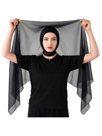 Instant Chiffon Hijab 3-In-1 Hijab Scarf For Women Muslim Soft Long Head Scarf Wrap With Built-In Magnets And Undercap