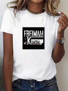 Camiseta de verano para mujer Freimah Skirth - El regalo perfecto para reuniones familiares y eventos corporativos. Camiseta de manga corta cómoda y versátil. - Blanco - Ver 1