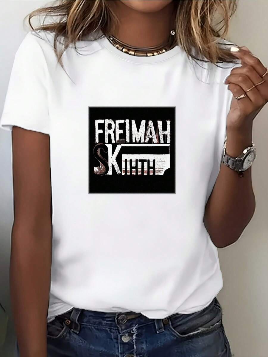 Camiseta de verano para mujer Freimah Skirth - El regalo perfecto para reuniones familiares y eventos corporativos. Camiseta de manga corta cómoda y versátil. - Blanco - Ver 1
