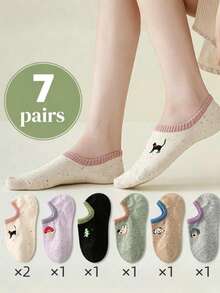 5/10 Pairs Women's Breathable Mesh Boat Socks, Comfortable Invisible Socks For Summer - Multicolor - View 3