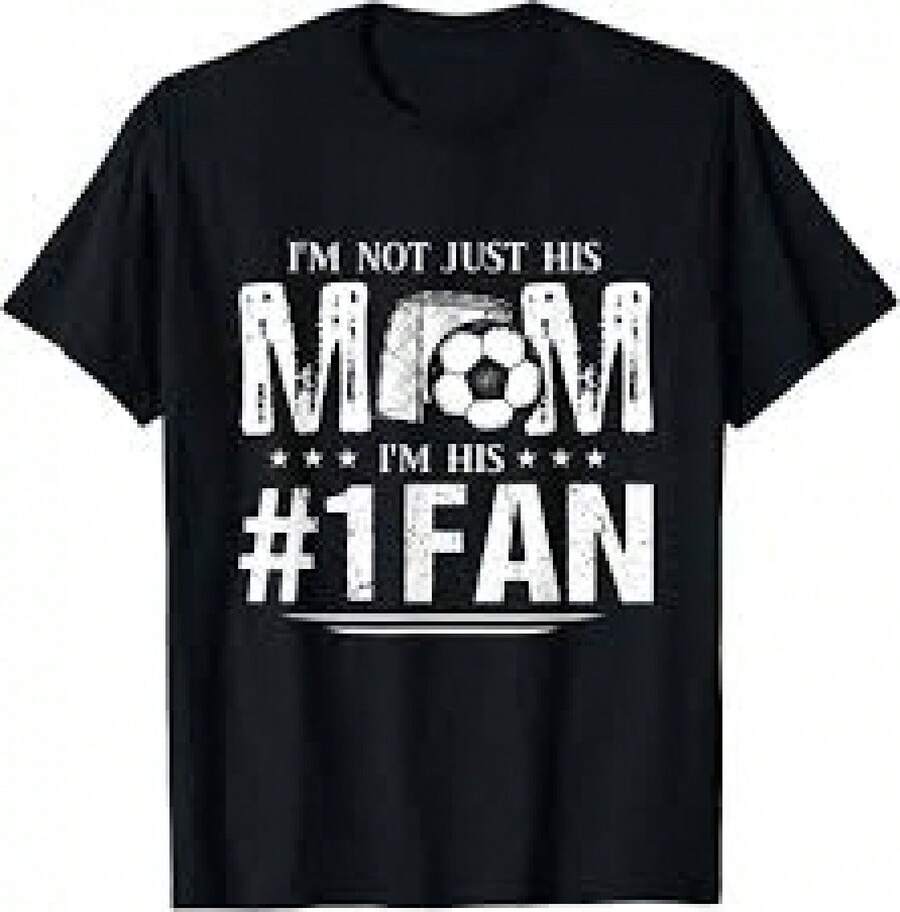Camiseta de futbol madre número 1 fan - Fútbol mamá camiseta, blusas elegantes dama, blusas de vestir elegantes, Unisex - Negro - Ver 1