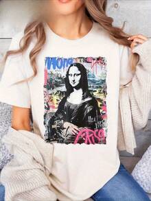 Women's T-Shirt With Abstract Graffiti Print By Ona Isa - Vibrant Street Art Design In Blue And Pink, Loose Fit, Short Sleeves, Crew Neck, Casual Top, Machine Washable, Comfortable For All Seasons, Easy Care Clothing, Loose Fit, Perfect For Everyday Wear, Comfortable Fabric, Exclusive For Urban Style Enthusiasts. Elegant Party Outfit, T-Shirt For Elegant Ladies, Blouses Suitable For Curvy Women, Prom Skirts, Casual Wear. Adorable Animal Print, Fun Letter Print. - 白色 - 查看 7