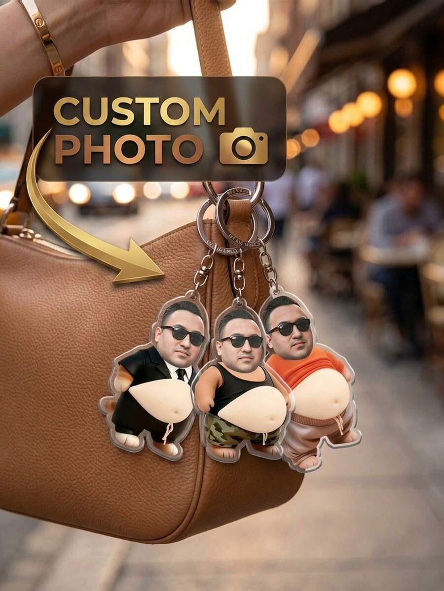 1 Peça Chaveiro Personalizado 3D Apertável com Foto da Barriga, Chaveiro Acrílico Engraçado Personalizado, Brinquedo Anti-Estresse, Múltiplos Estilos, Presente Engraçado e Único para Ele, para Homens / Amigos / Colegas / Amantes de Brincadeiras, Acessório Diário / Mochila / Presente de Aniversário / Lembrança de Festa / Alívio de Estresse - Multicolorido - Visão 1
