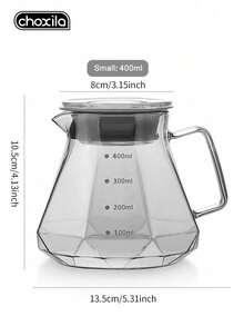 choxila 1pc Diamond-Shaped Gray Glass Coffee Pot, Coffee Dripper, Manual Pour Over Coffee Maker Set, Home & Office Drip Coffee Machine Set, Coffee Accessories Set, Ideal Gift For Coffee Lovers, Family And Friends, Suitable For Kitchen And Cafe Use - Coffee Pot - View 6