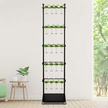 SanBouSi Champagne Holder, Wine Glass Stemware Rack, Champagne Flute Holder With Wheels - Black - View 3