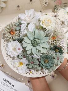 50/100pcs Artificial Flower Heads, Small/Medium/Large Fake Flowers, Mini Daisy Flowers, Suitable For Wedding Crafts, Home Decor, Party And More - White Green - View 8