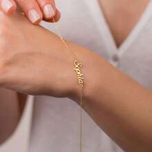 Vòng tay mạ vàng 18K có thể khắc tên theo yêu cầu, thích hợp làm quà tặng sinh nhật hoặc Ngày của Mẹ cho phụ nữ. - Nhiều màu - Xem 3