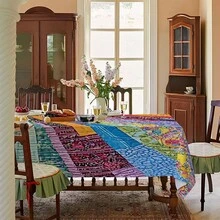 1pc, Home Decor, Abstract Pattern Printed Tablecloth, Rectangular, Woven, Suitable For Home Kitchen Dining Room, Party Dinner, Picnic Camping, Date, Wedding, Theme Party Decoration, Indoor And Outdoor Use - Multicolor - View 5
