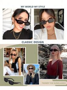 20/40pcs Vintage Square Glasses, Unisex, Suitable For Wedding, Graduation Decoration And Party Accessories - Black - View 7