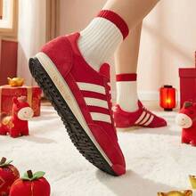 Adidas 三葉草女鞋新款OZVENUZ厚底增高運動休閒老爹鞋 - 紅色/米白色 - 查看 4