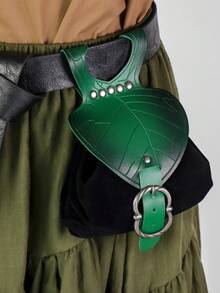 Juego de 2 piezas de cinturón y bolsa de cuero con diseño de hoja de bosque medieval, bolsa de cintura de ante estilo elfo renacentista con cinturón ajustable, accesorio de disfraz LARP cosplay para mercado renacentista, atuendos Fairycore y renacentistas - A - Ver 8