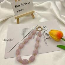 Tie Dye Color Faux Stone Phone Lanyard Keychain, New Creative Textured Bag Charm, Anti-Lost Irregular Shape Portable - Purple - View 4