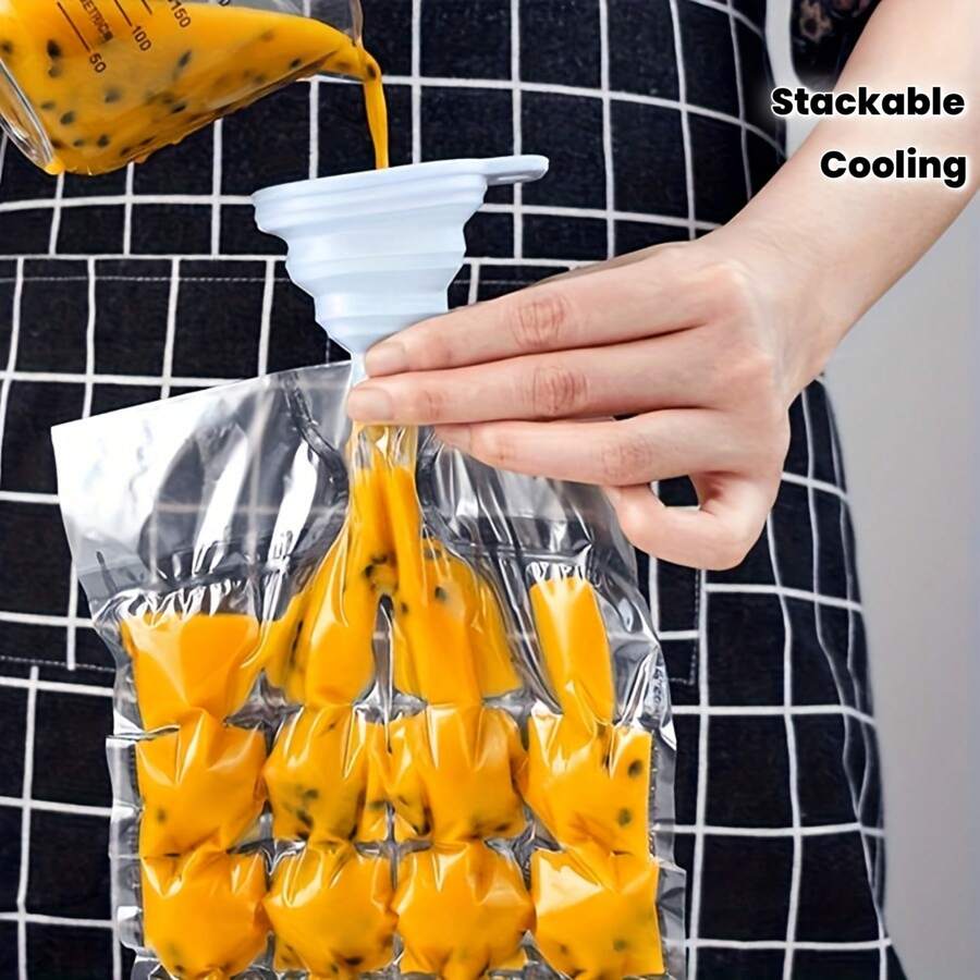 四季皆宜的超实用冷冻托盘,适用于户外厨房工具和饮料冷却——可堆叠模具,易于填充设计。必备冰箱配件和派对用品,冰袋,冰镇冰袋 - 透明的 - 查看 1