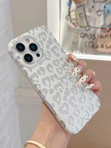Silver Leopard Print Phone Case Suitable For IPhone 17 Pro Max, Apple 16 Pro, Dual-Layer IMD High-End Protective Cover - Silver - View 3