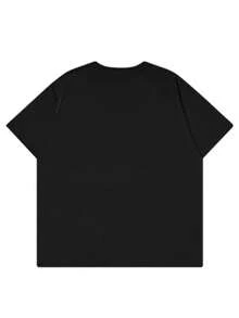 Camiseta de Mujer con Estampado Moderno y Lavado Vintage - 230G de Grosor, Estilo Urbano Vintage, Cuello Redondo, Manga Corta, Lavable a Máquina, Ropa Casual de Primavera/Verano, Camiseta de Mujer de Corte Holgado Único - Negro - Ver 3