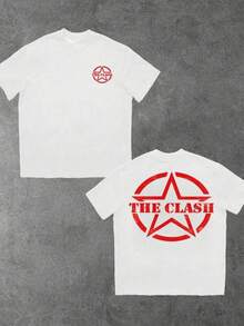 Camiseta con el logo de The Clash Star, impresión digital a doble cara, 100% algodón, 1 pieza, camiseta casual para hombre, 220g, mercancía para fans de bandas de rock, top de manga corta, ropa de calle. - Negro - Ver 6