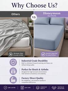 HONEYMOON 1件裝柔軟舒適純色貼身床單，床罩保護套，輕量透氣，14英吋/35cm深口袋，低過敏性，可機洗，適用所有床尺寸，適合宿舍與客房（不含枕套），返校宿舍必備寢具，OEKO-TEX認證，淺藍色 - 霧霾藍 - 查看 7