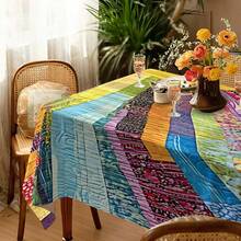 1pc, Home Decor, Abstract Pattern Printed Tablecloth, Rectangular, Woven, Suitable For Home Kitchen Dining Room, Party Dinner, Picnic Camping, Date, Wedding, Theme Party Decoration, Indoor And Outdoor Use - Multicolor - View 4