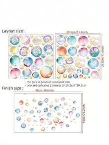 2pcs/Set Dreamy Pearl Colorful Bubble Wall Stickers, Self-Adhesive Removable PVC Decals For Living Room, Bedroom, Bathroom And Other Walls - D - View 5