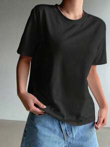 Camiseta básica de mujer de manga corta y unicolor, primavera/verano - Multicolor - Ver 5