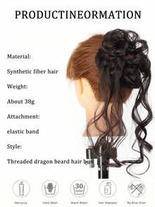 Fashion Synthetic Hair Bun Claw Clip Natural Black Fluffy Wig Hair Rope Brown Curly Hair Wig Hair Clip Women - Multicolor - View 5