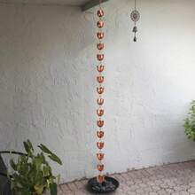 Rain Chain For Gutters Antique Copper Lotus Flower Cups Decorative Rain Catcher Chain Outdoor Downspout Replacement For Roof Eaves Garden Yard Drainage Art Hanging Water Feature Brown - 1 - View 8