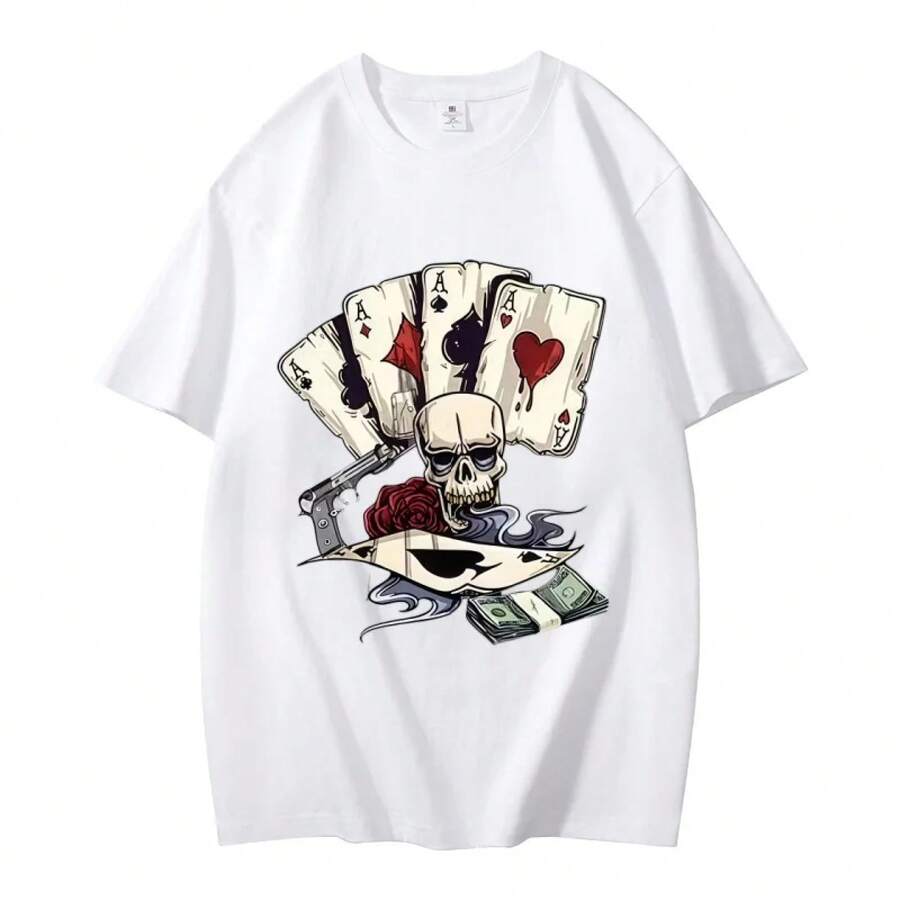 Camiseta de hombre hecha de 100% algodón, camiseta de verano de alta calidad con cuello redondo, camiseta holgada con cuello redondo, camisa de manga corta para hombre. - Blanco - Ver 1
