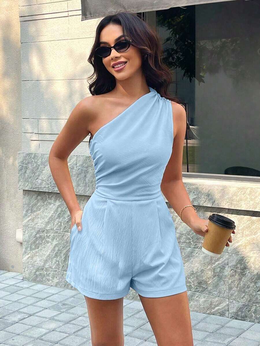 Beige Sleeveless Casual Jumpsuit With Pockets, Suitable For Summer Vacations, Weddings, Outings And Other Occasions, Minimalist Solid Color Casual Jumpsuit For Women - 酒紅色 - 查看 1