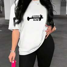 Fashion NEW1 pieza camiseta mujer divertida con dona estampada estilo casual para diario y fiesta Disponible en varios colores-Vintage Street Style Unisex Loose Cotton Short Sleeve Crew Neck T-Shirt - Blanco - Ver 1