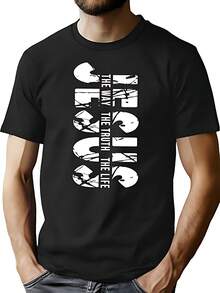 Camisetas cristianas para hombres playera con diseño de fe y versículo bíblico - Negro - Ver 1