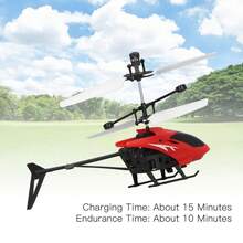 Remote Control Toy Helicopter For Children, Shock And Impact Resistant, With Lights, Stable Rotation And Speed Increase, Sensor Controlled Electric Flying Model, Interactive Outdoor Flying Toy For Boys And Girls. - Red - View 3